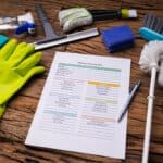 Cleaning supplies and cleaning checklist