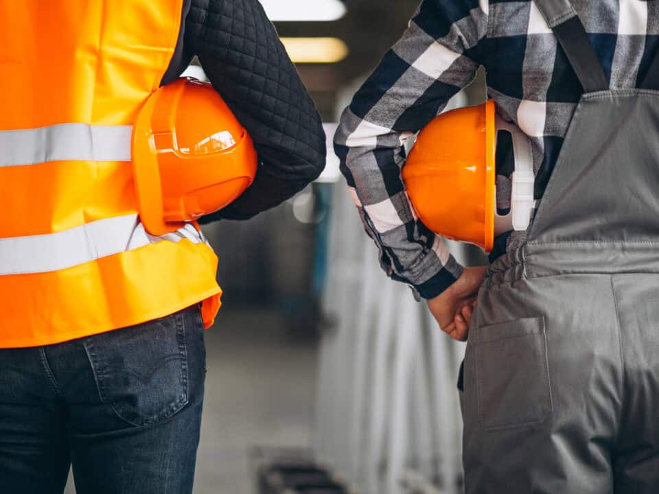 Two colleagues at a factory